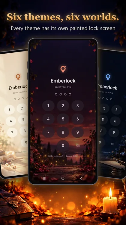 Six themes, six worlds — every theme has its own painted lock screen