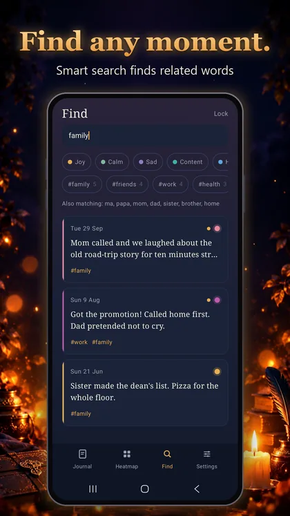 Find any moment — smart search finds related words